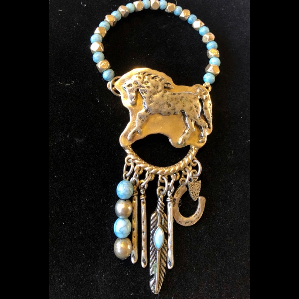 Boho 🐎Western Brass and Silver Horse Charm Bracelet